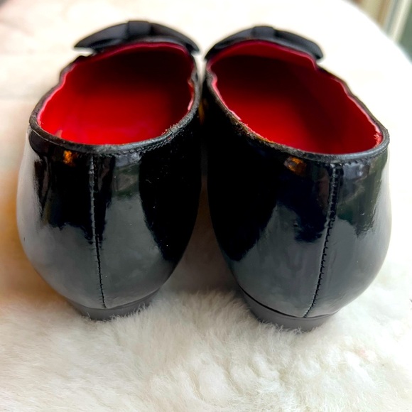 Enrico Gerbi Italian patent leather pointed toe flats Sz 9 BLACK w/bow - Picture 8 of 14